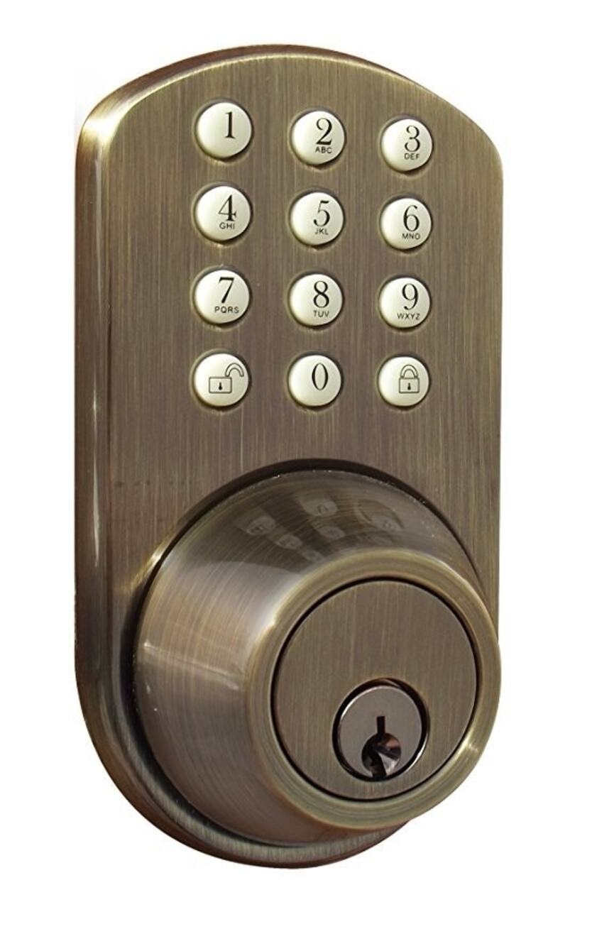 MiLocks BTF-02AQ Electronic Keyless Entry Door Lock, Auto-Lock, Antique Brass